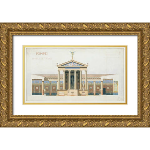 Temple of Venus, Pompeii Gold Ornate Wood Framed Art Print with Double Matting by Chabrol, Francois
