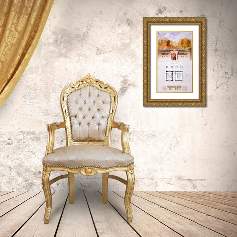 Bathing Pavilion Gold Ornate Wood Framed Art Print with Double Matting by Ancelet, Gabrielle-August