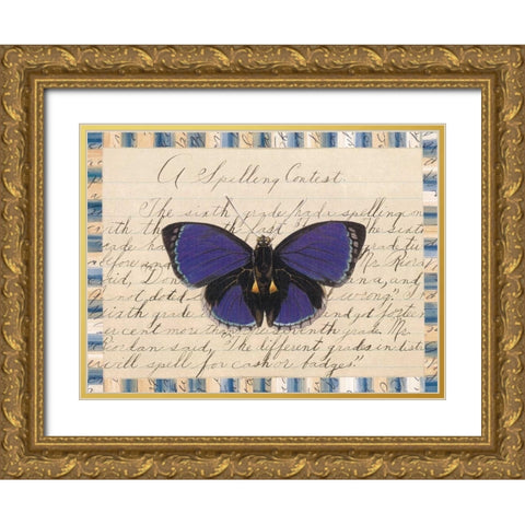 Butterfly Collage, Spelling Contest Gold Ornate Wood Framed Art Print with Double Matting by Gould-Porter, William