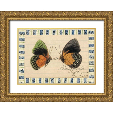Butterfly Collage, Sixth Grade Gold Ornate Wood Framed Art Print with Double Matting by Gould-Porter, William