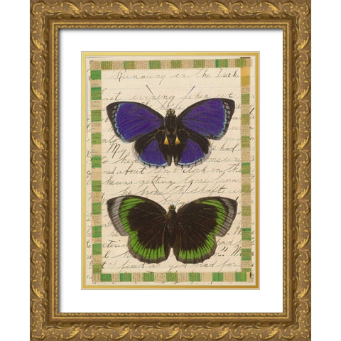 Butterfly Collage, Runaway Gold Ornate Wood Framed Art Print with Double Matting by Gould-Porter, William