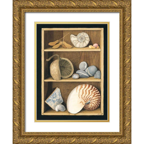 Shells on Shelves Gold Ornate Wood Framed Art Print with Double Matting by Baron, Jenny
