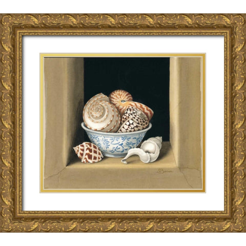 Shells in Bowls I Gold Ornate Wood Framed Art Print with Double Matting by Baron, Jenny