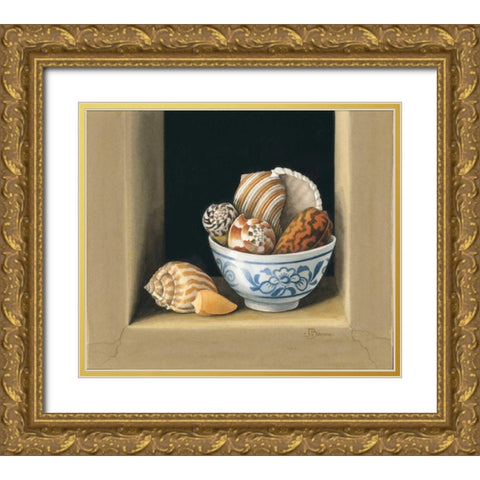 Shells in Bowls, II Gold Ornate Wood Framed Art Print with Double Matting by Baron, Jenny