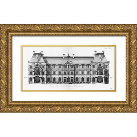 Palais du Luxembourg, Elevation- Courtyard Gold Ornate Wood Framed Art Print with Double Matting by Blondel, Jacques Francois