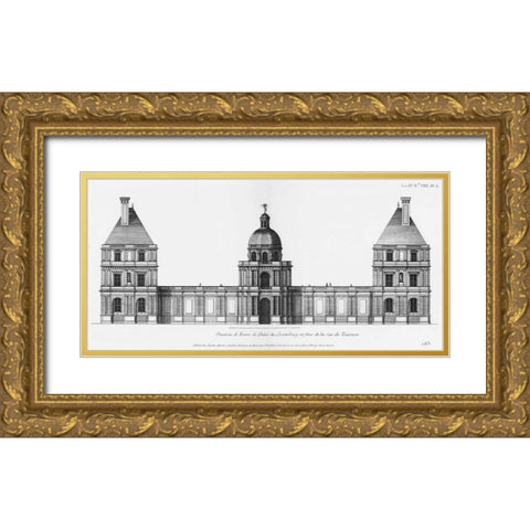 Palais du Luxembourg, Elevation- Entrance Gold Ornate Wood Framed Art Print with Double Matting by Blondel, Jacques Francois