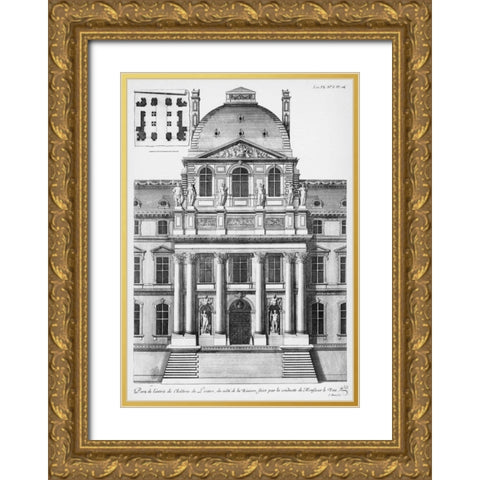 Louvre, Elevation of Entrance, South Facade Gold Ornate Wood Framed Art Print with Double Matting by Blondel, Jacques Francois