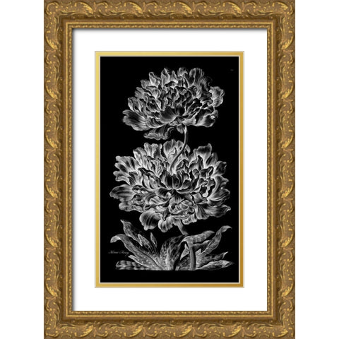 Heroic Peony Gold Ornate Wood Framed Art Print with Double Matting by Hill, John