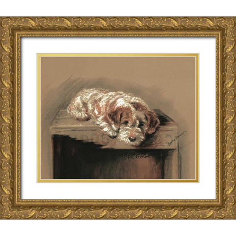 Terrier, Baggage Gold Ornate Wood Framed Art Print with Double Matting by Dawson, Lucy