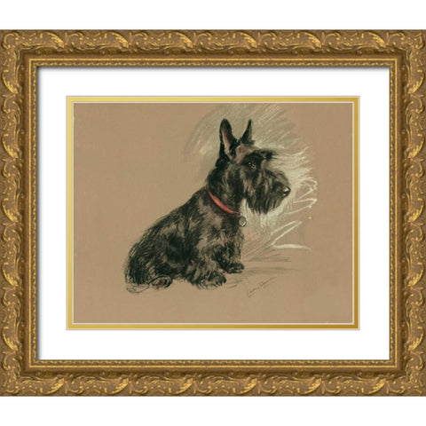Scottish Terrier, Nanette Gold Ornate Wood Framed Art Print with Double Matting by Dawson, Lucy