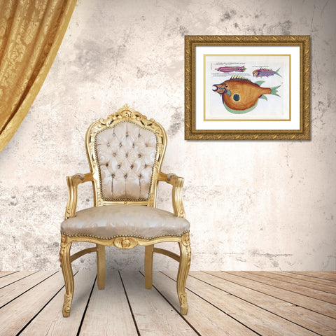 Poisson de Paradis Gold Ornate Wood Framed Art Print with Double Matting by Renard, Louis