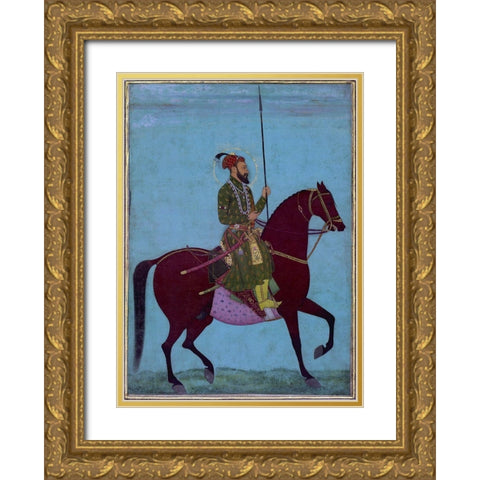 Aurangzeb Gold Ornate Wood Framed Art Print with Double Matting by Anon, Mughal c1690