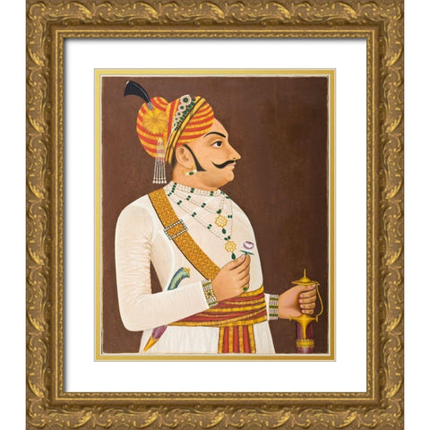 Thakur Yasanta Singhji Gold Ornate Wood Framed Art Print with Double Matting by Anon, Mughal c1890