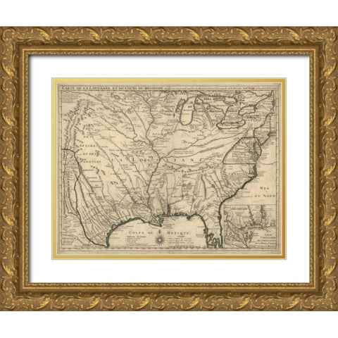 Louisiana Gold Ornate Wood Framed Art Print with Double Matting by De LIsle, Guillaume