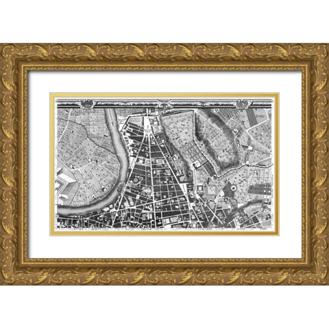 Rome Sectional Map Gold Ornate Wood Framed Art Print with Double Matting by Nolli, Giovanni Battista