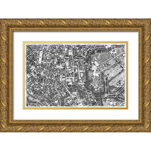 Rome Sectional Map Gold Ornate Wood Framed Art Print with Double Matting by Nolli, Giovanni Battista