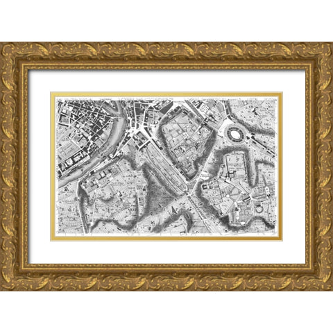 Rome Sectional Map Gold Ornate Wood Framed Art Print with Double Matting by Nolli, Giovanni Battista