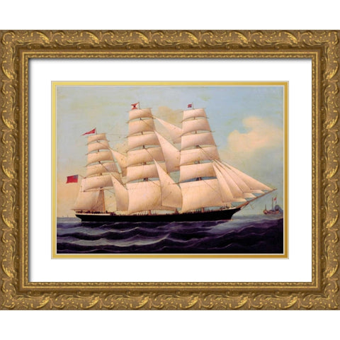 Ship Cilurnum in Chinese Waters Gold Ornate Wood Framed Art Print with Double Matting by Anonymous, Chinese 1866