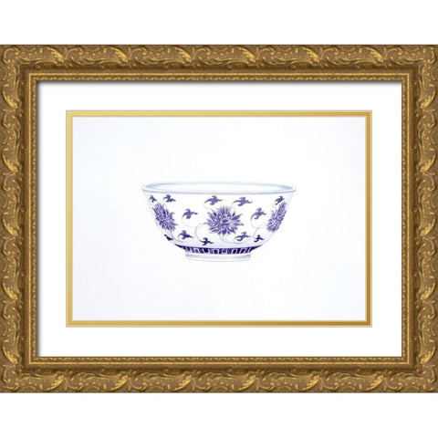 Lotus Blossom Bowl Gold Ornate Wood Framed Art Print with Double Matting by Anderton, Caroline