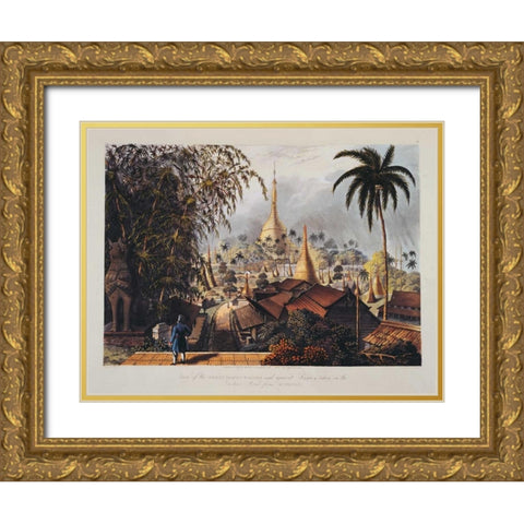 Rangoon, Great Dagon Pagoda Gold Ornate Wood Framed Art Print with Double Matting by Moore,Ltnt Joseph