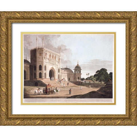 Gate of a Mosque at Phillibeat Gold Ornate Wood Framed Art Print with Double Matting by Daniells,Thomas and Wm
