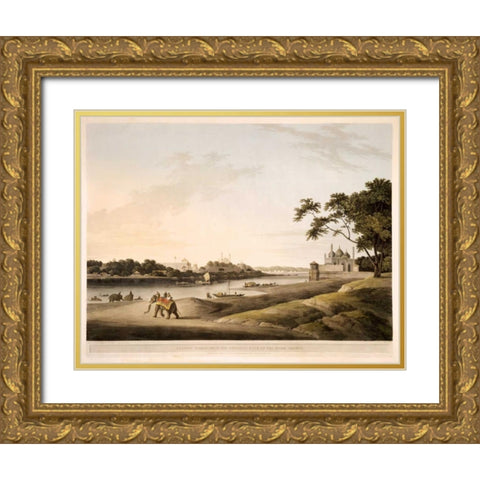 Lucknow Gold Ornate Wood Framed Art Print with Double Matting by Daniells,Thomas and Wm