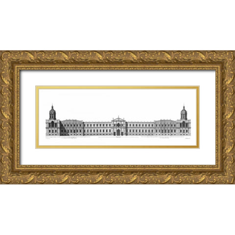 Elevation, Palace of Whitehall towards River Gold Ornate Wood Framed Art Print with Double Matting by Campbell, Colin