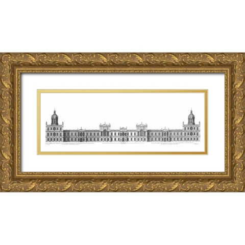 Elevation, Palace of Whitehall towards Park Gold Ornate Wood Framed Art Print with Double Matting by Campbell, Colin