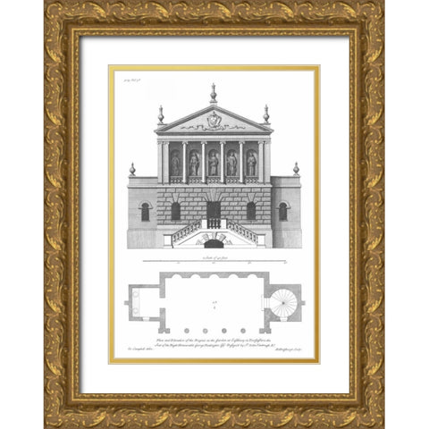 Plan and Elevation, Bagnio Gold Ornate Wood Framed Art Print with Double Matting by Campbell, Colin