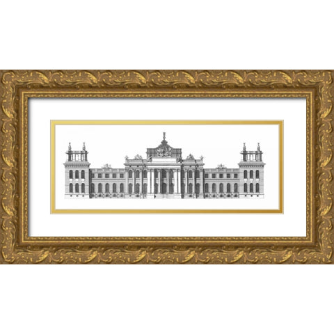 Elevation, South Front Blenheim Palace Gold Ornate Wood Framed Art Print with Double Matting by Campbell, Colin