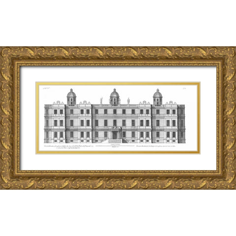 South Elevation, Longleat Gold Ornate Wood Framed Art Print with Double Matting by Campbell, Colin