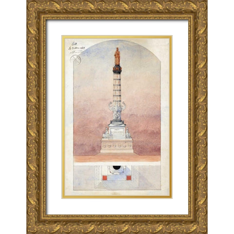 Column of Navarin Gold Ornate Wood Framed Art Print with Double Matting by Postolle, Victor