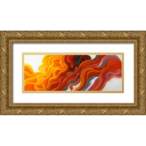 COLORFUL SMOKE Gold Ornate Wood Framed Art Print with Double Matting by Atelier B Art Studio