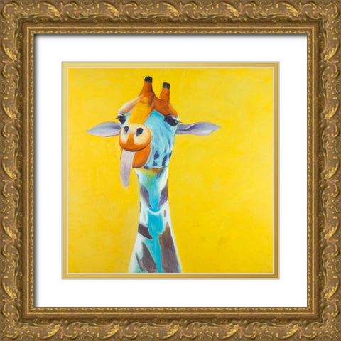Fun Giraffe Gold Ornate Wood Framed Art Print with Double Matting by Atelier B Art Studio