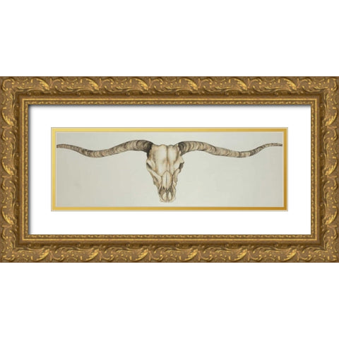 Long Horn Skull Country Gold Ornate Wood Framed Art Print with Double Matting by Atelier B Art Studio