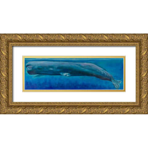 Sperm Whale Gold Ornate Wood Framed Art Print with Double Matting by Atelier B Art Studio