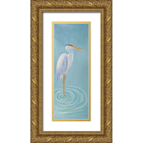 Great Blue Heron Gold Ornate Wood Framed Art Print with Double Matting by Atelier B Art Studio