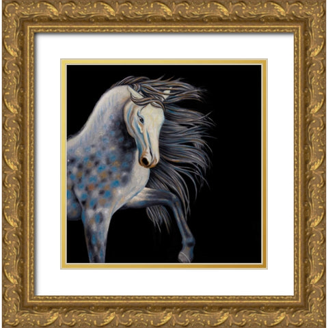 Abstract Horse Gold Ornate Wood Framed Art Print with Double Matting by Atelier B Art Studio