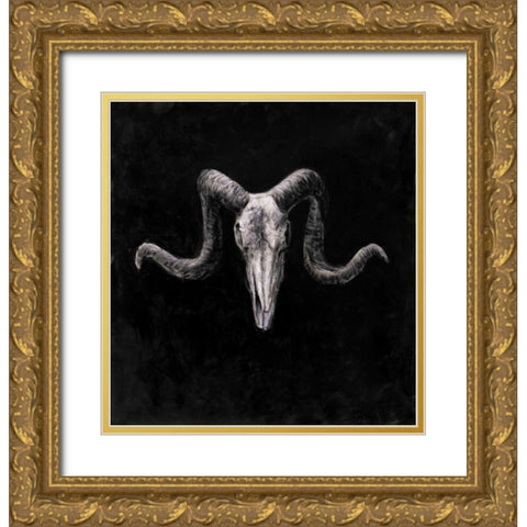Skeletons Skulls Grunge Style Gold Ornate Wood Framed Art Print with Double Matting by Atelier B Art Studio