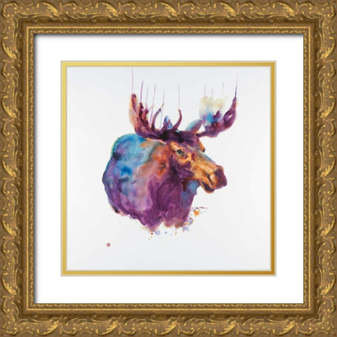 Abstract Moose Gold Ornate Wood Framed Art Print with Double Matting by Atelier B Art Studio