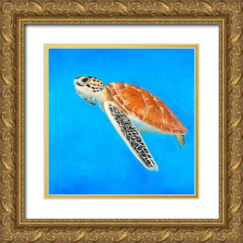 Sea Turtle Gold Ornate Wood Framed Art Print with Double Matting by Atelier B Art Studio