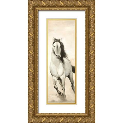 Graceful Horse Gold Ornate Wood Framed Art Print with Double Matting by Atelier B Art Studio