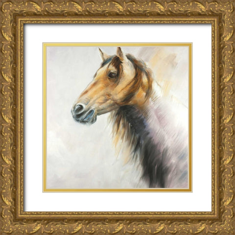 Horse Portrait Gold Ornate Wood Framed Art Print with Double Matting by Atelier B Art Studio