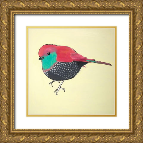 LITTLE PURPLE BIRD ILLUSTRATION Gold Ornate Wood Framed Art Print with Double Matting by Atelier B Art Studio