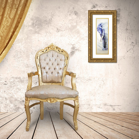 HALF HEAD COLORFUL ELEPHANT Gold Ornate Wood Framed Art Print with Double Matting by Atelier B Art Studio