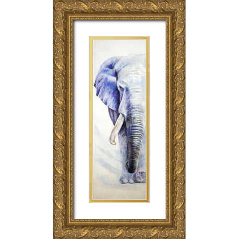 HALF HEAD COLORFUL ELEPHANT Gold Ornate Wood Framed Art Print with Double Matting by Atelier B Art Studio