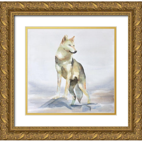 WOLF Gold Ornate Wood Framed Art Print with Double Matting by Atelier B Art Studio