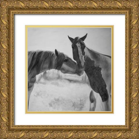 HORSES LOVER Gold Ornate Wood Framed Art Print with Double Matting by Atelier B Art Studio
