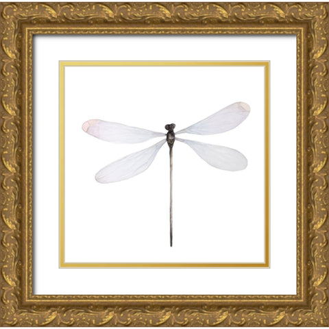 MINIMALIST DRAGONFLY Gold Ornate Wood Framed Art Print with Double Matting by Atelier B Art Studio