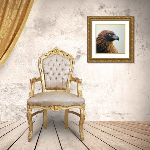 BROWN-HEADED EAGLE Gold Ornate Wood Framed Art Print with Double Matting by Atelier B Art Studio